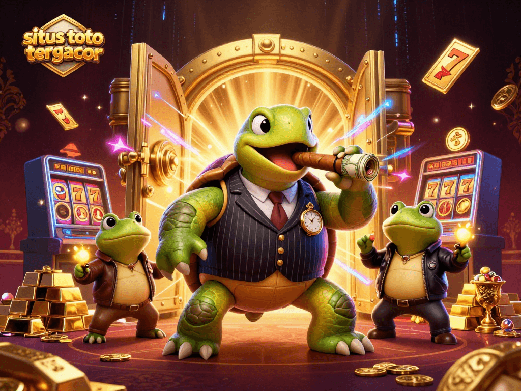 Engage with situs toto slot tergacor's exhilarating game world, featuring characters amidst vibrant casino treasures.