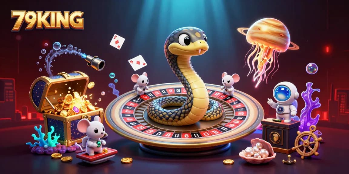 Experience thrilling bets in a cosmic roulette scene with 79KING's vibrant gaming atmosphere.