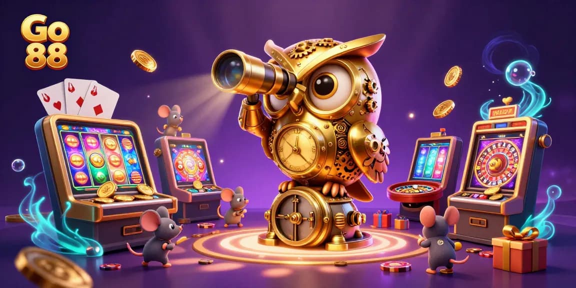 Engage with Go 88 for vibrant casino action featuring a whimsical clockwork owl.