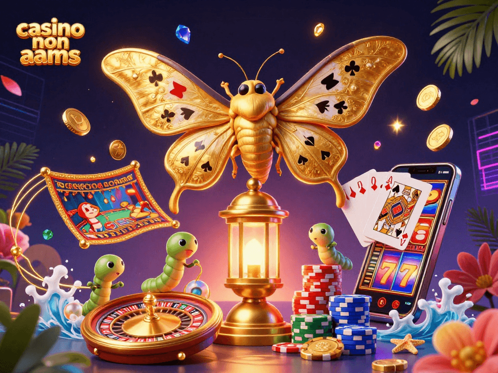 Gioca ai migliori casino non AAMS, osserva i dettagli con le farfalle d'oro e i roulette.