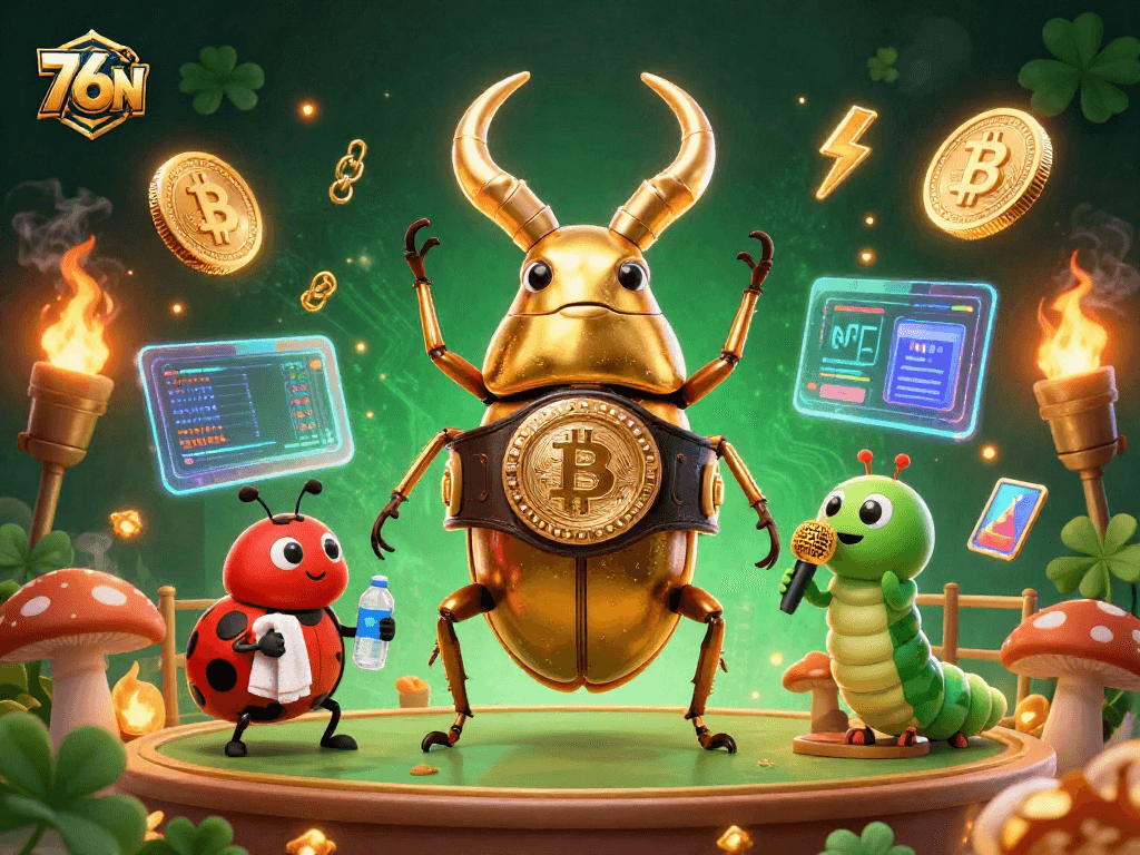 76N lidera a batalha entre o besouro campeão e as criptomoedas no cenário de cassino.