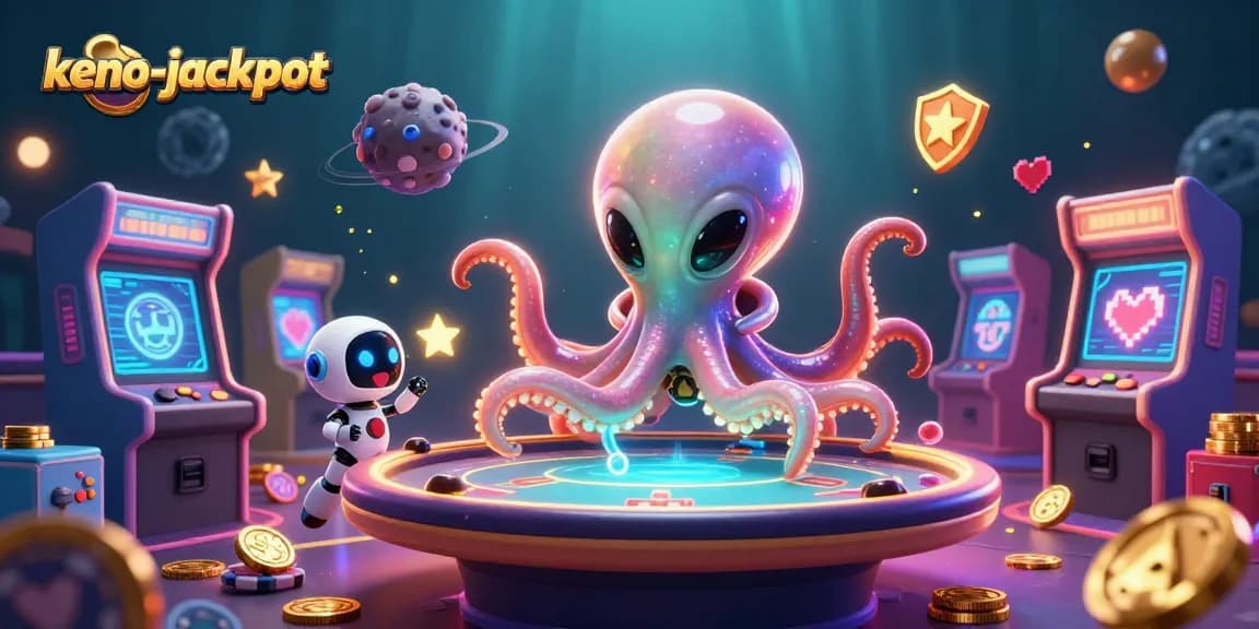 Engage in fast-paced fun with keno-jackpot while the alien octopus spins holographic poker tables.