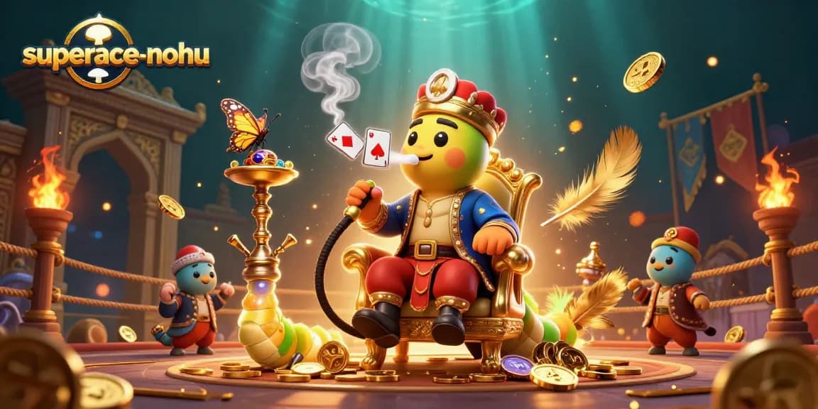 Engage in superace-nohu with a vibrant 3D illustration of a caterpillar master in a casino scene.