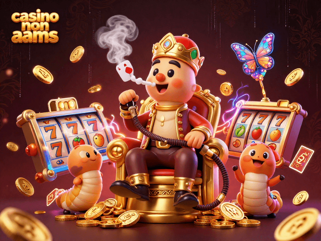 Scopri il mondo di casino non aams con un'illustrazione straordinaria di un bradipo sultano che gioca con simboli poker e monete d'oro.