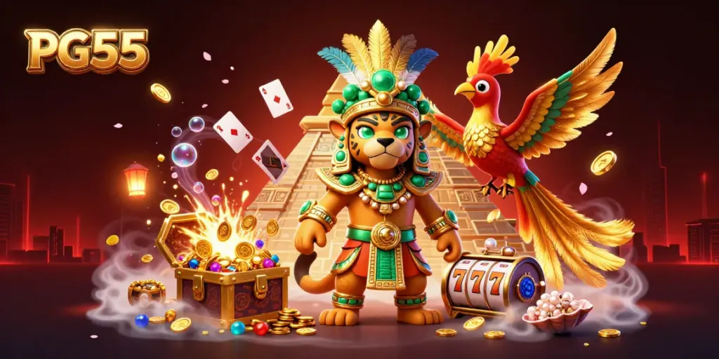 Experience winning with PG55 slots featuring vibrant colors, lucky symbols, and dynamic gameplay.