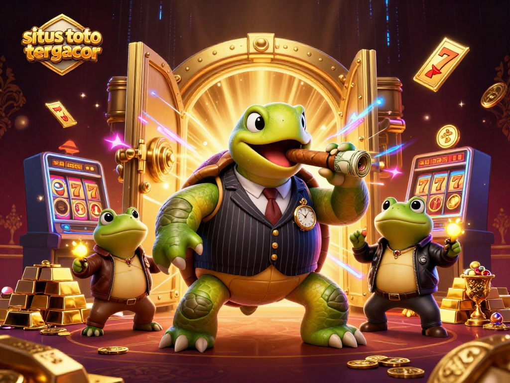 Engage with situs toto slot tergacor's exhilarating game world, featuring characters amidst vibrant casino treasures.