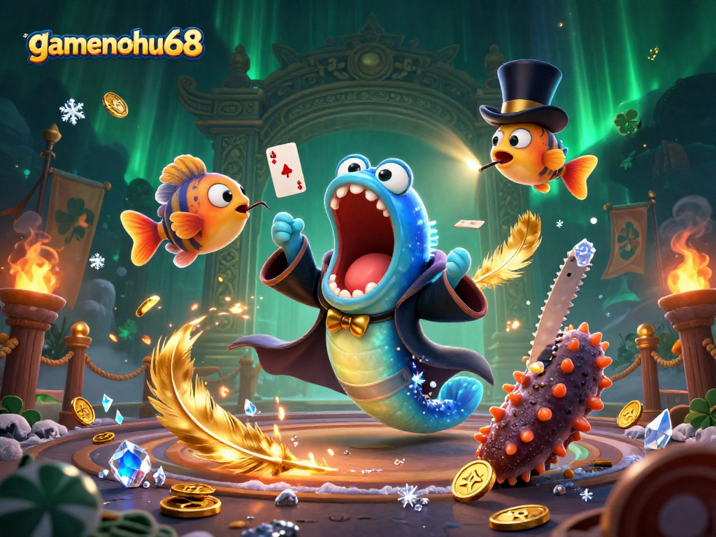 Experience thrilling magic acts at gamenohu68 with playful underwater creatures and dynamic casino elements.