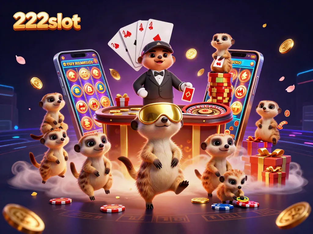 Jackpot 222slot dengan koloni meerkat menjalankan operasi kasino yang ceria dan menarik.