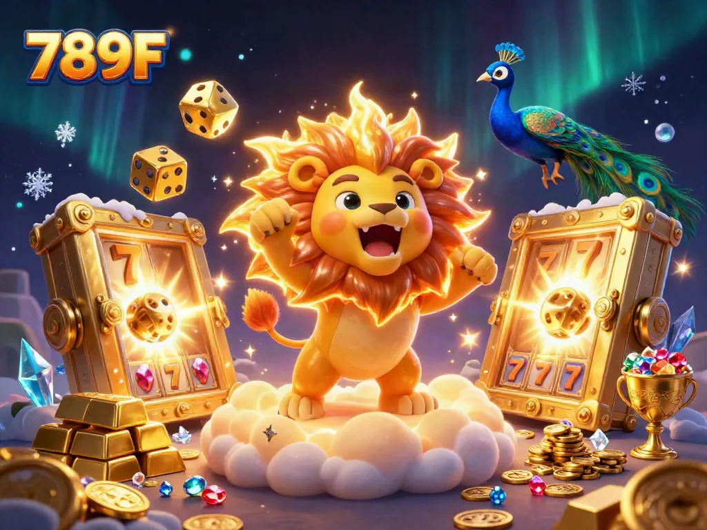Experience thrilling moments at 789F casino with vibrant visuals of winning slots and rich treasures.