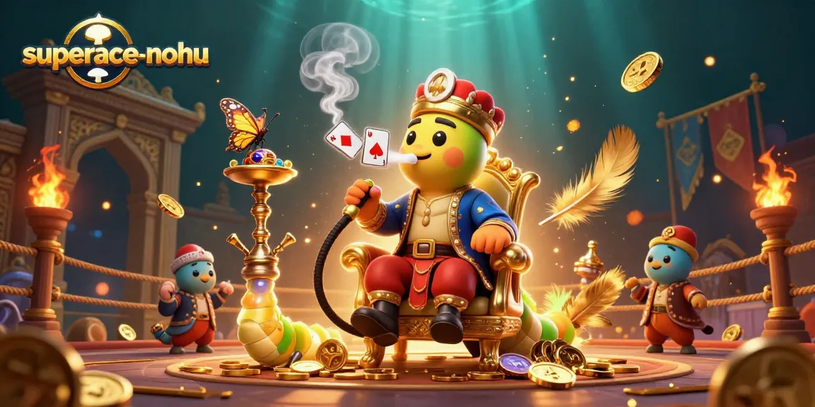Engage in superace-nohu with a vibrant 3D illustration of a caterpillar master in a casino scene.
