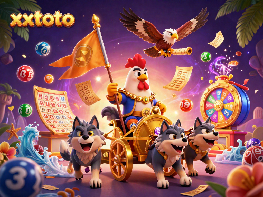 Menangkan permainan xxtoto dengan ilustrasi slot yang dikelilingi bola lotere berwarna-warni.