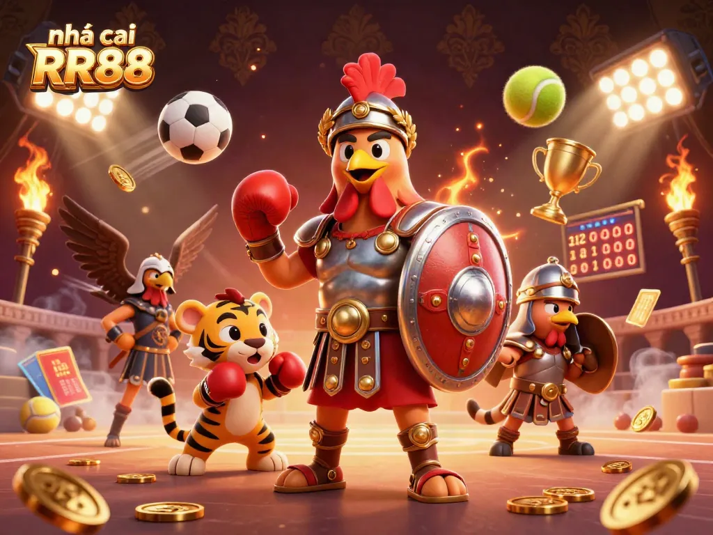 Engage in thrilling games at nhà cái RR88, featuring dynamic sports elements and lively characters.