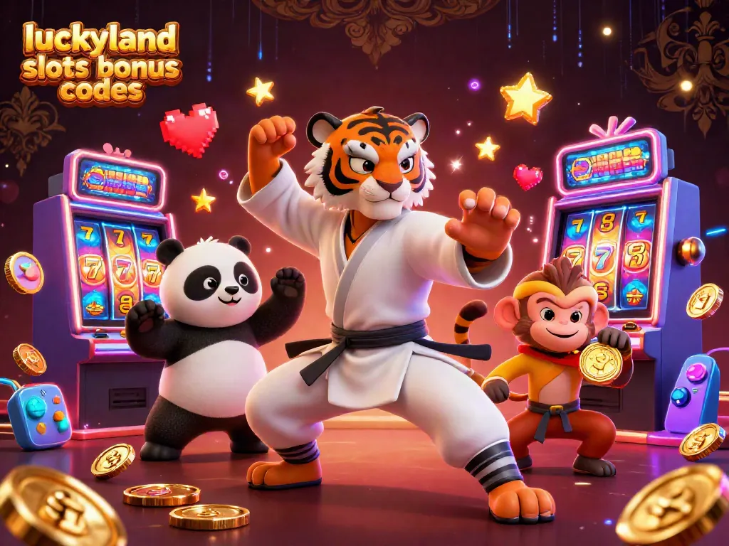 Experience exciting gaming action with luckyland slots bonus codes in this vibrant 3D scene.