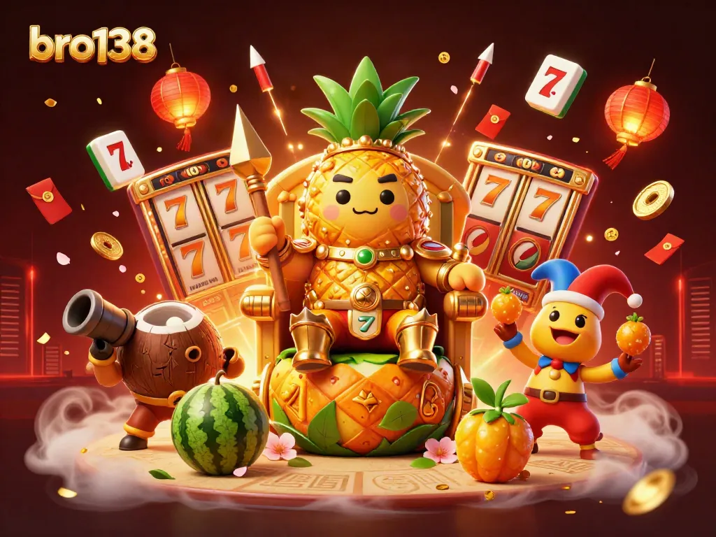 Spin to win big at bro138 with the golden pineapple king and dazzling casino elements!
