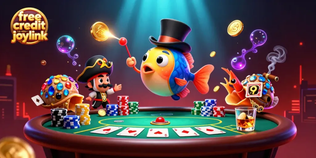 Claim free credit no deposit joylink rewards in a vibrant underwater casino scene