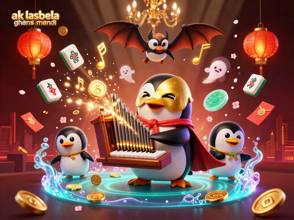 Engage with ak lasbela ghans mandi as a cartoon penguin orchestrates a casino-themed scene!