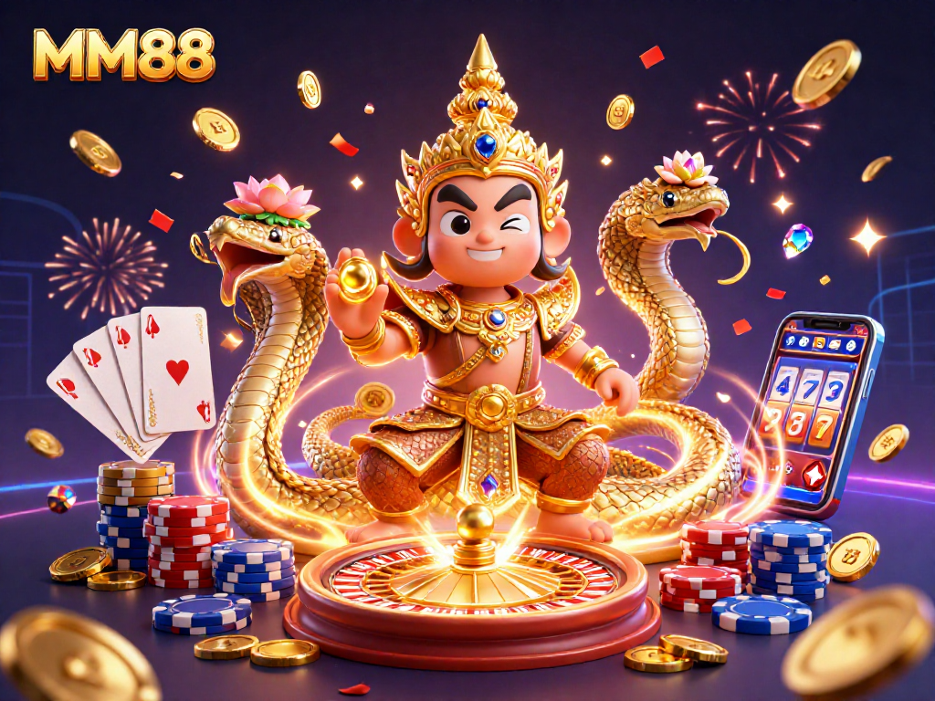 Engage with MM88's vibrant online casino experience featuring intricately designed characters and thrilling game elements.