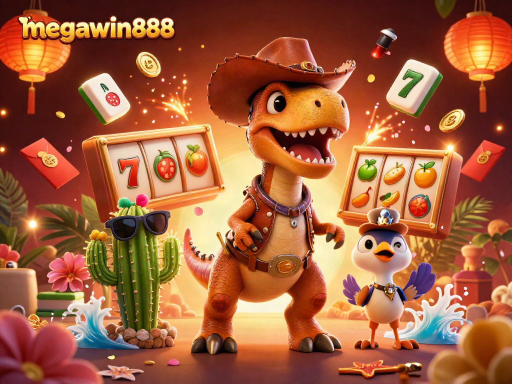 menangkan jackpot dengan megawin888 dalam ilustrasi kasino yang penuh warna dan detail