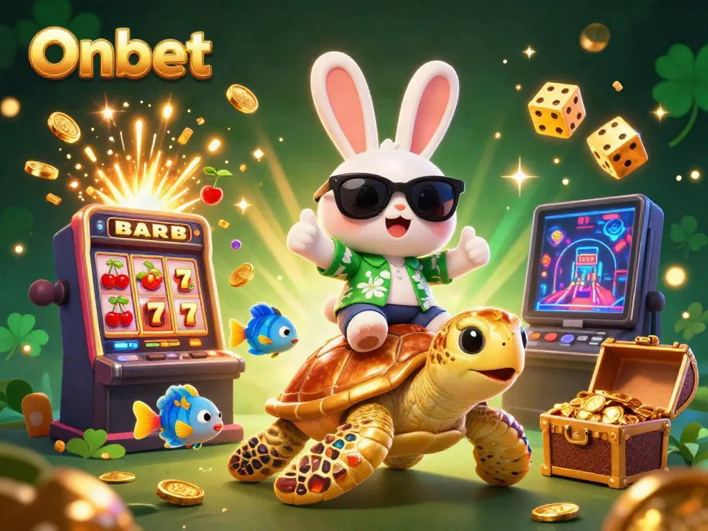 Experience the thrill of winning on Onbet with colorful slots and joyful characters celebrating a jackpot explosion!