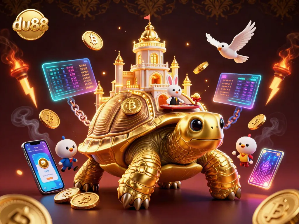Spin the reels at du88's casino, where a golden tortoise hosts an exciting game!