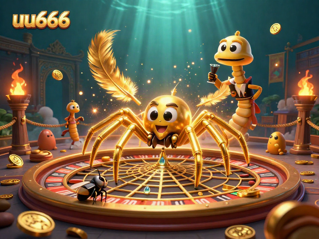 uu666 bets on a dynamic roulette wheel scene with a spider and centipede croupier.