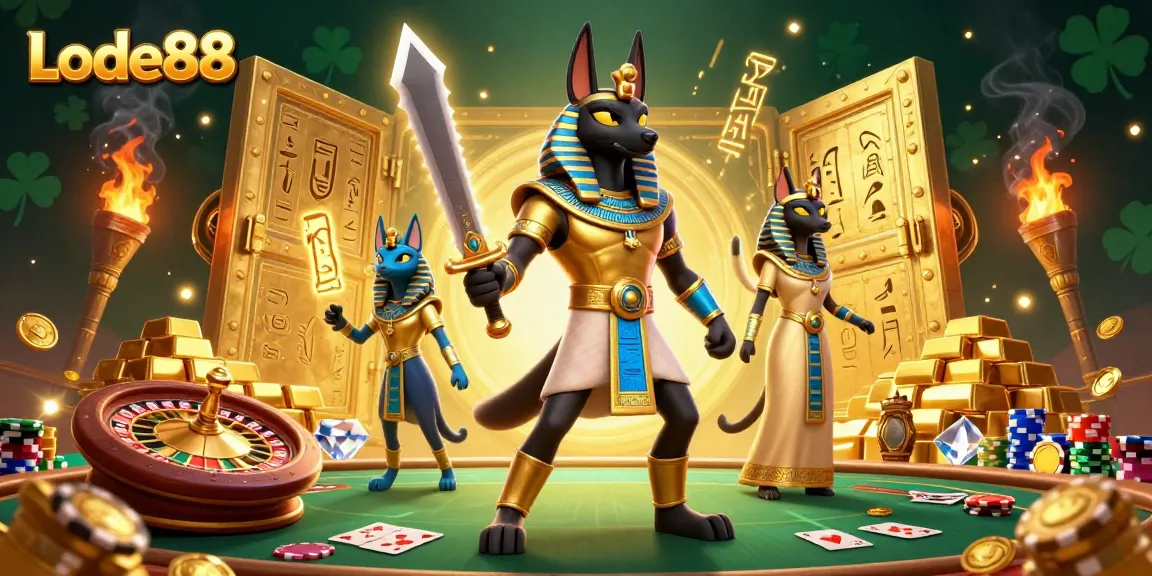 Experience thrilling gameplay at Lode88 with vibrant casino elements and rich Egyptian-themed illustrations.