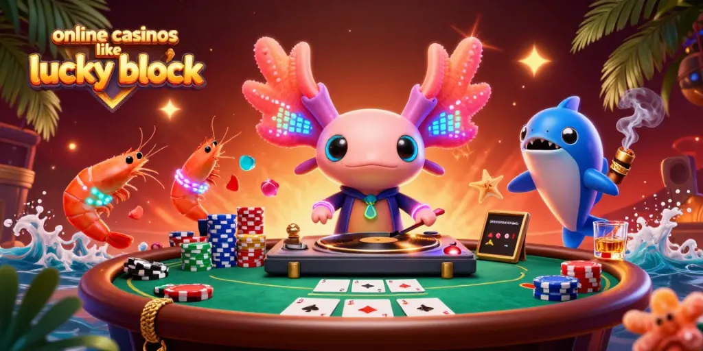 Experience the thrill with online casinos like lucky block featuring vibrant casino elements and lively characters.
