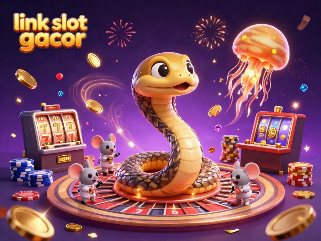 Experience the thrill of gaming with link slot gacor, featuring cosmic characters in an extravagant casino setting.
