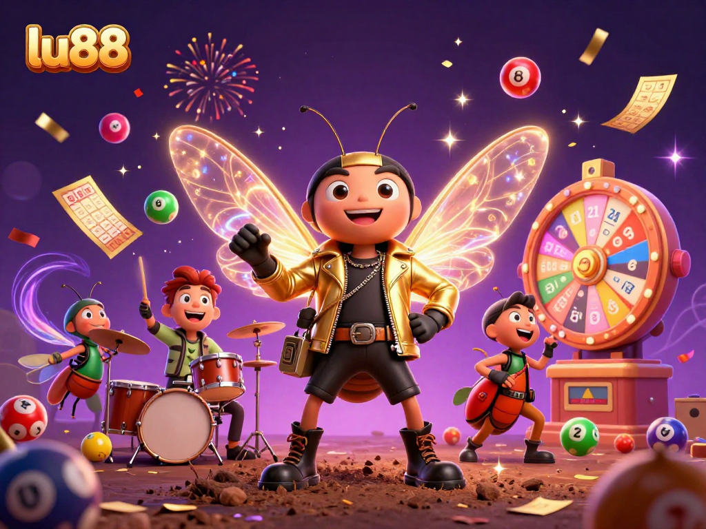Celebrate winning moments with lu88's vibrant lottery scene, featuring exciting game elements.
