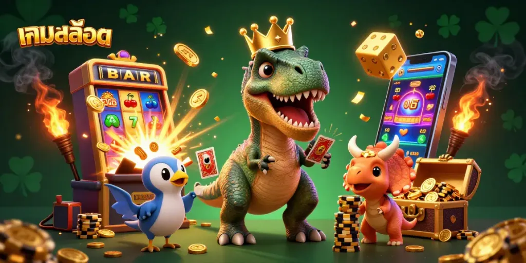 เล่นเกมสล็อตสนุกสนานกับการ์ตูนตัวละคร T-Rex และเพื่อนๆ ในบทบรรยายที่เต็มไปด้วยความตื่นเต้น