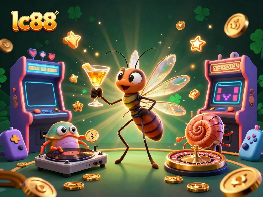 Experience the thrill at lc88 with vibrant casino games and engaging characters in a stunning 3D scene.