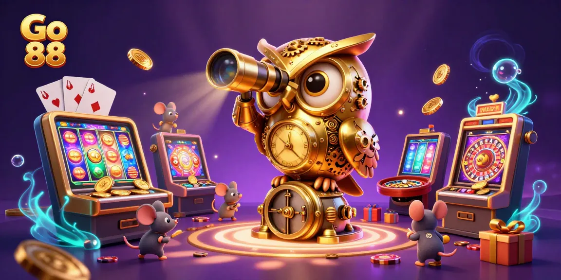 Engage with Go 88 for vibrant casino action featuring a whimsical clockwork owl.