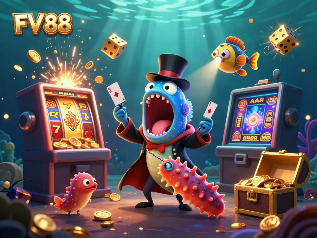 Experience thrilling magic at FV 88 with a deep-sea gambling adventure featuring vibrant casino elements.