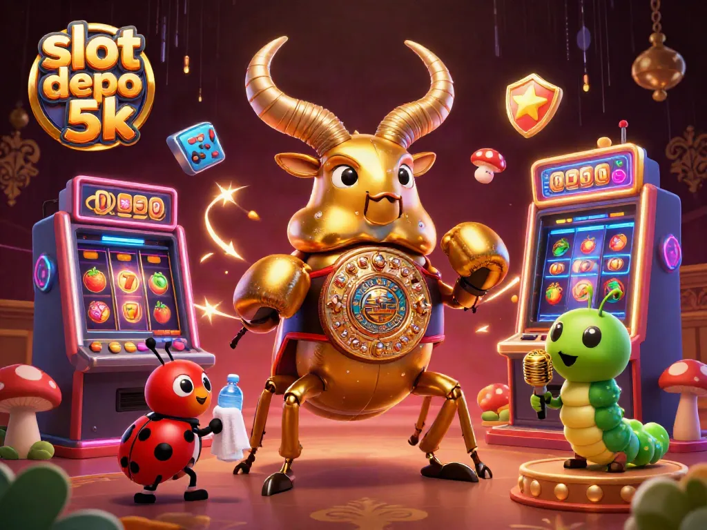 Experience thrilling gameplay with slot depo 5k featuring vibrant casino characters and dynamic slot machines.