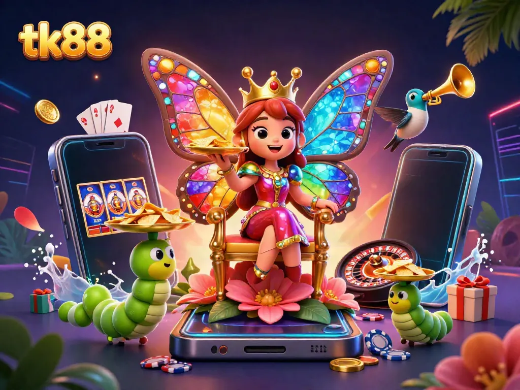Experience tk88's vibrant casino world with dynamic characters and exciting game elements.