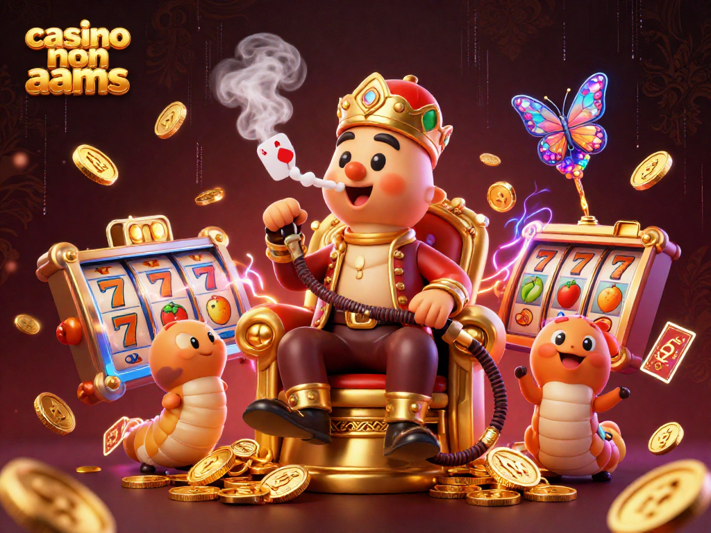 Scopri il mondo di casino non aams con un'illustrazione straordinaria di un bradipo sultano che gioca con simboli poker e monete d'oro.