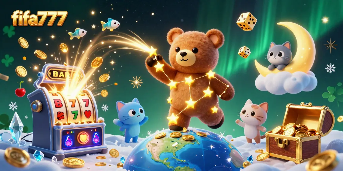 Spin and win at fifa777 with a vibrant 3D illustration showcasing a jackpot explosion and dynamic casino elements.