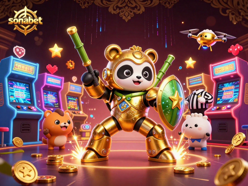 Experience thrilling gameplay with sonabet at this vibrant casino scene featuring exciting characters and game elements.