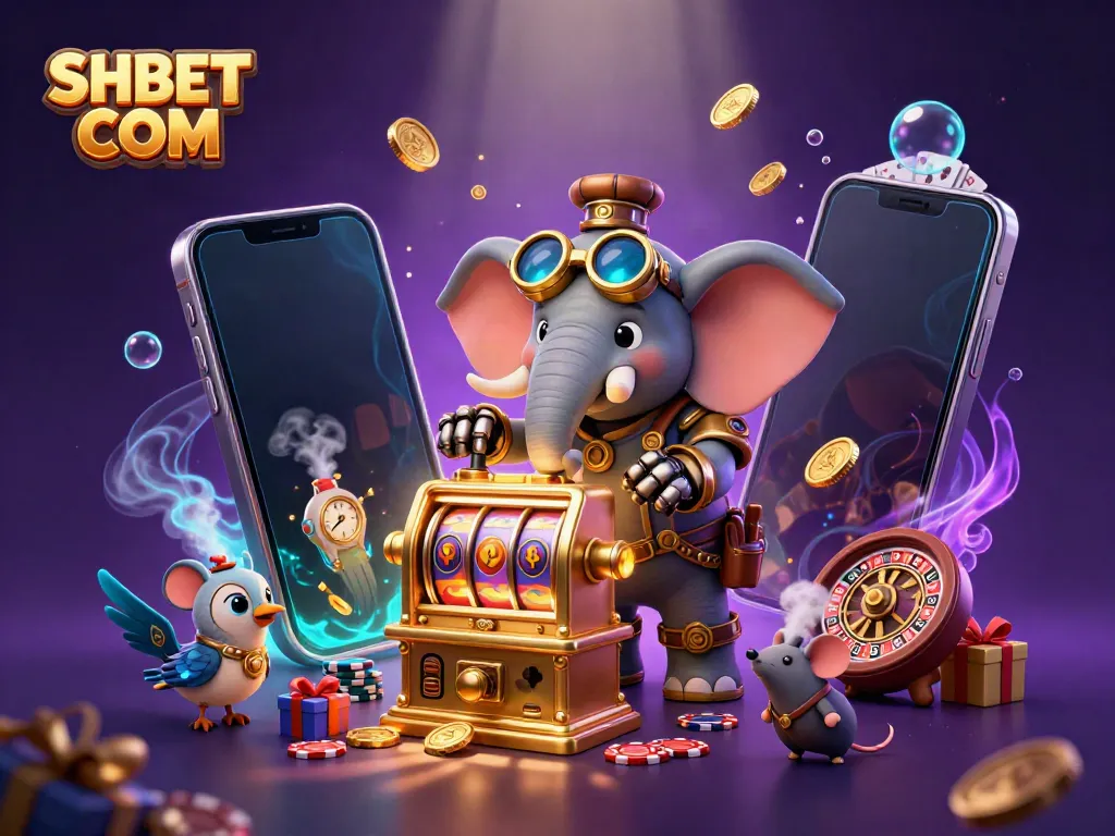 Experience thrilling gameplay at SHBET COM with a vibrant 3D scene depicting casino excitement