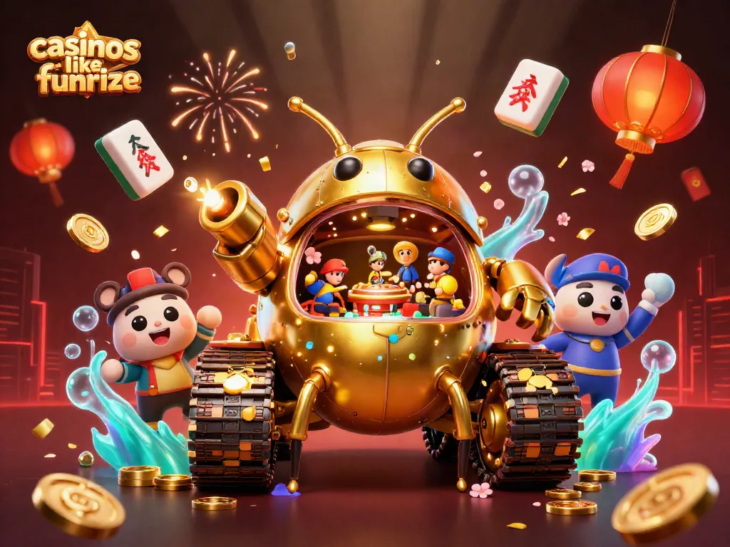 Play exciting games at casinos like funrize with vibrant 3D casino characters and festive elements.