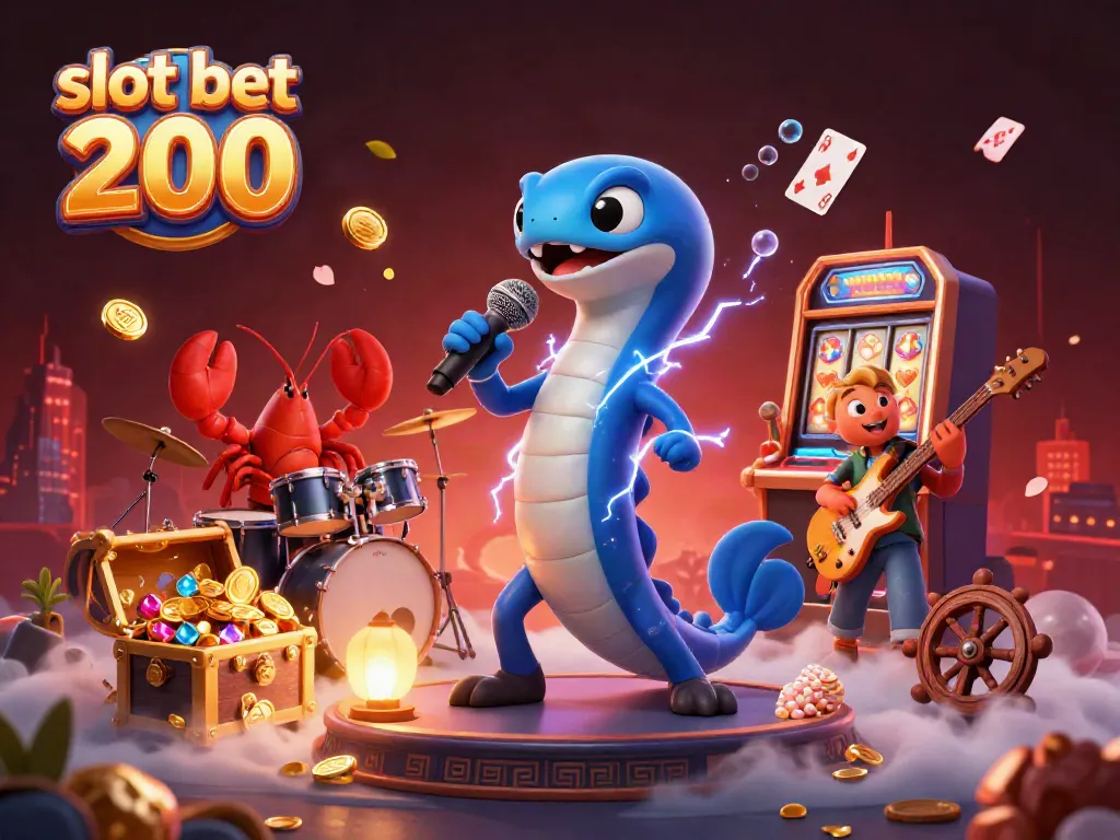 Experience the thrill of slot bet 200 with vibrant characters and casino elements in an underwater setting.