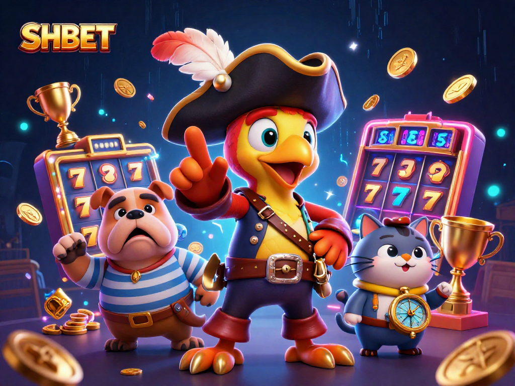 Experience thrilling gameplay at SHBET with a pirate captain and lucky symbols in a vibrant 3D scene.