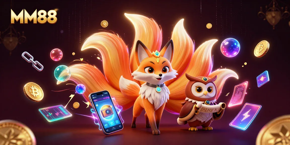 Experience thrilling action at MM88 with a vibrant 3D fox spirit and glowing coins in a dynamic casino scene.