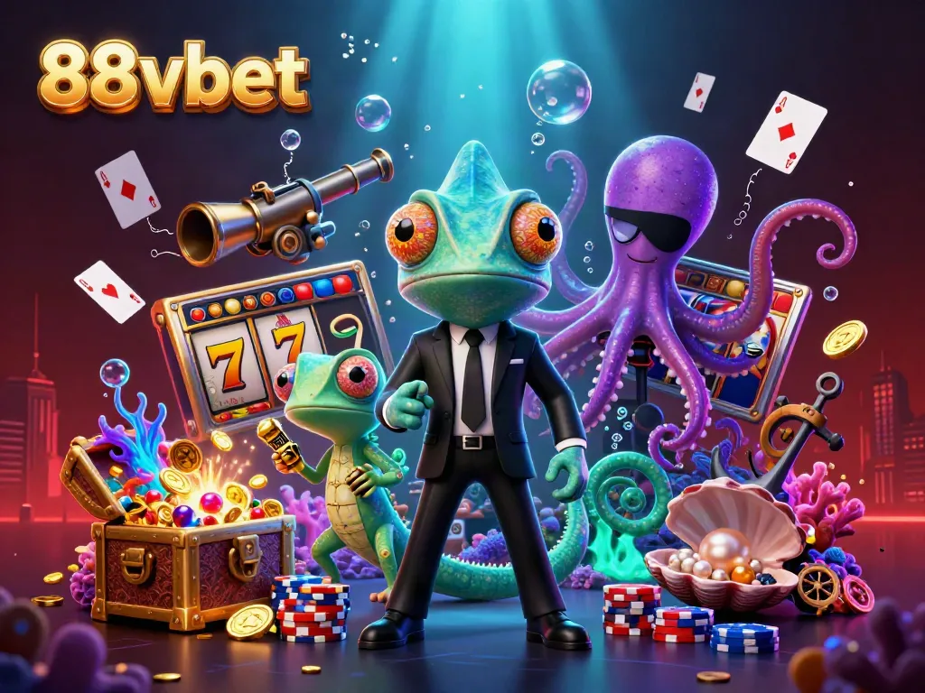 Experience exciting gameplay with the colorful, vibrant illustration of 88vbet's casino adventure.