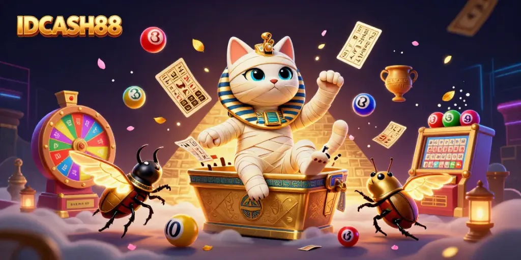 Engage in exciting games with IDCASH88 featuring unique Egyptian themed designs and dynamic casino elements.