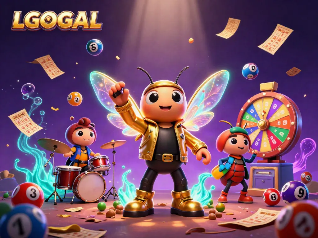 Engage in thrilling gameplay at LGOGOAL with vibrant lottery elements and animated characters.