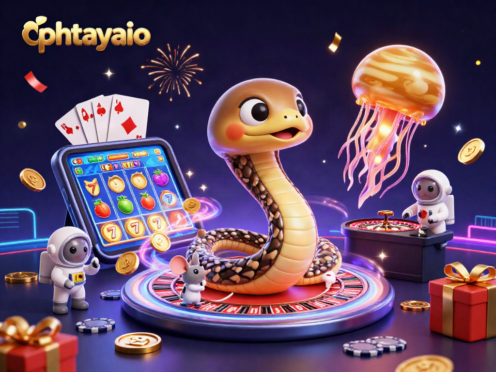 Phtayaio offers an exhilarating gambling experience with a cosmic casino theme featuring animated characters and vibrant game elements.