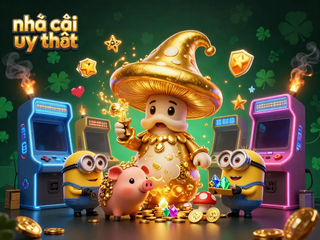 Experience the magic of nhà cái uy tín with treasure-hunting characters in a vibrant, dynamic casino scene.