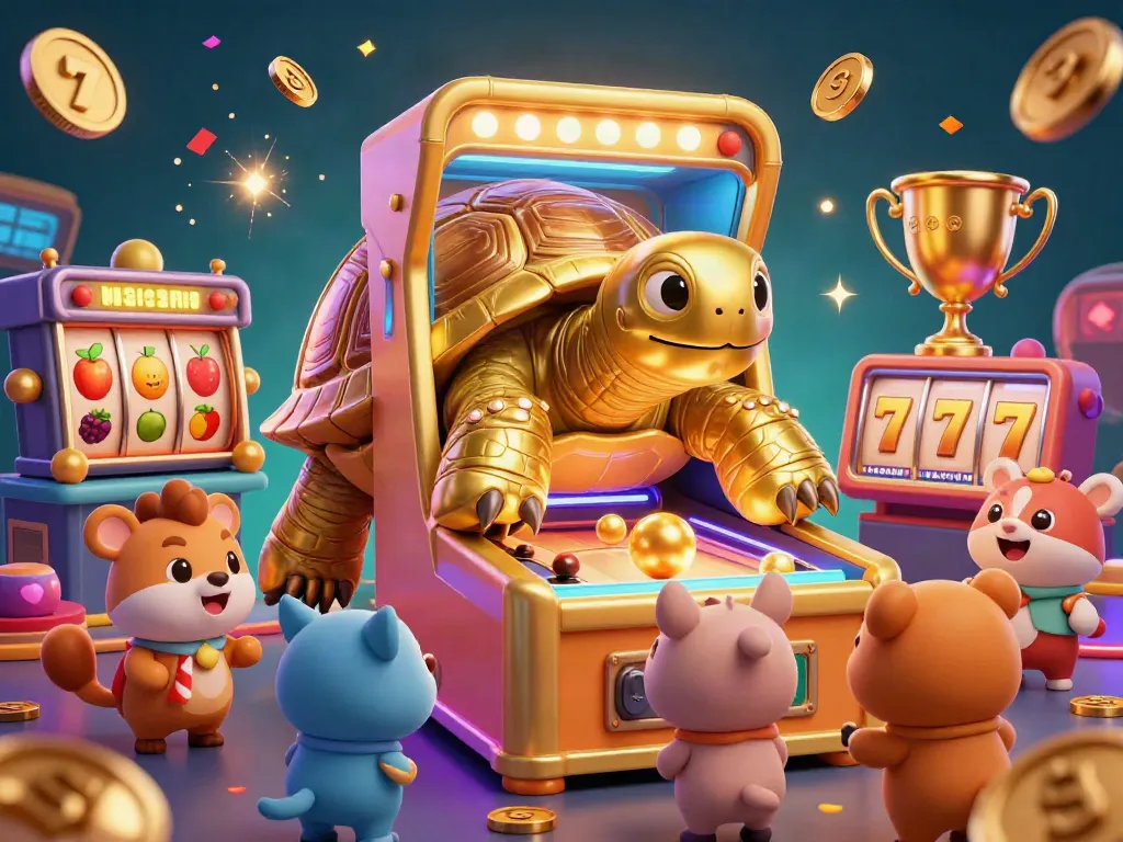 Slot dimainkan di mesin pinball yang menyala, dengan hewan kecil menunggu untuk bermain.