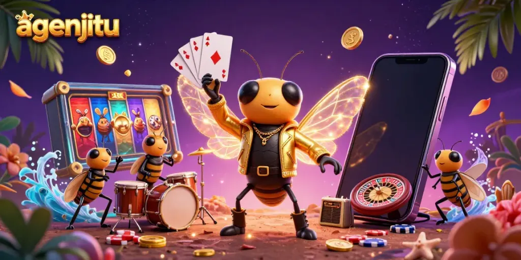 Temukan keseruan agenjitu saat cicada rock star dan teman-temannya tampil di latar belakang kasino.